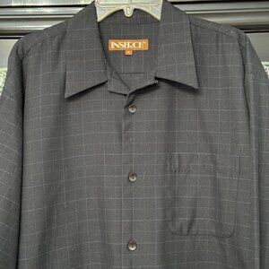 Inserch Black Plaid Long Sleeve Button Shirt XL With Chest Pocket